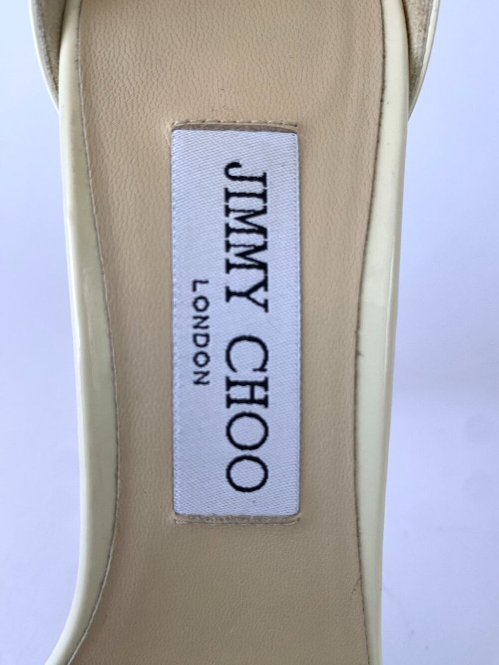 Jimmy Choo Ivory Patent Leather Ankle-Strap Platform Sandals - Picture 9 of 11